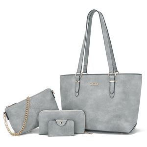 4-Piece Matching Tote and Satchel Set with Wallet, Crossbody and Shoulder Style